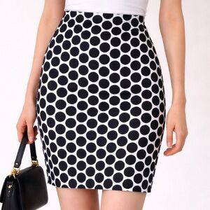 New York & Company Black and White Polka Dot Pencil Skirt
